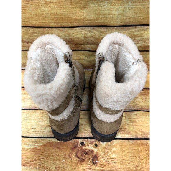 UGG Blayre 1006039 Tan Suede Shearling Cuff Buckle Boots Womens 7.5 (h8v) - Picture 4 of 10